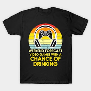 Weekend Forecast Video Games  Gaming Gamer Dad Men T-Shirt